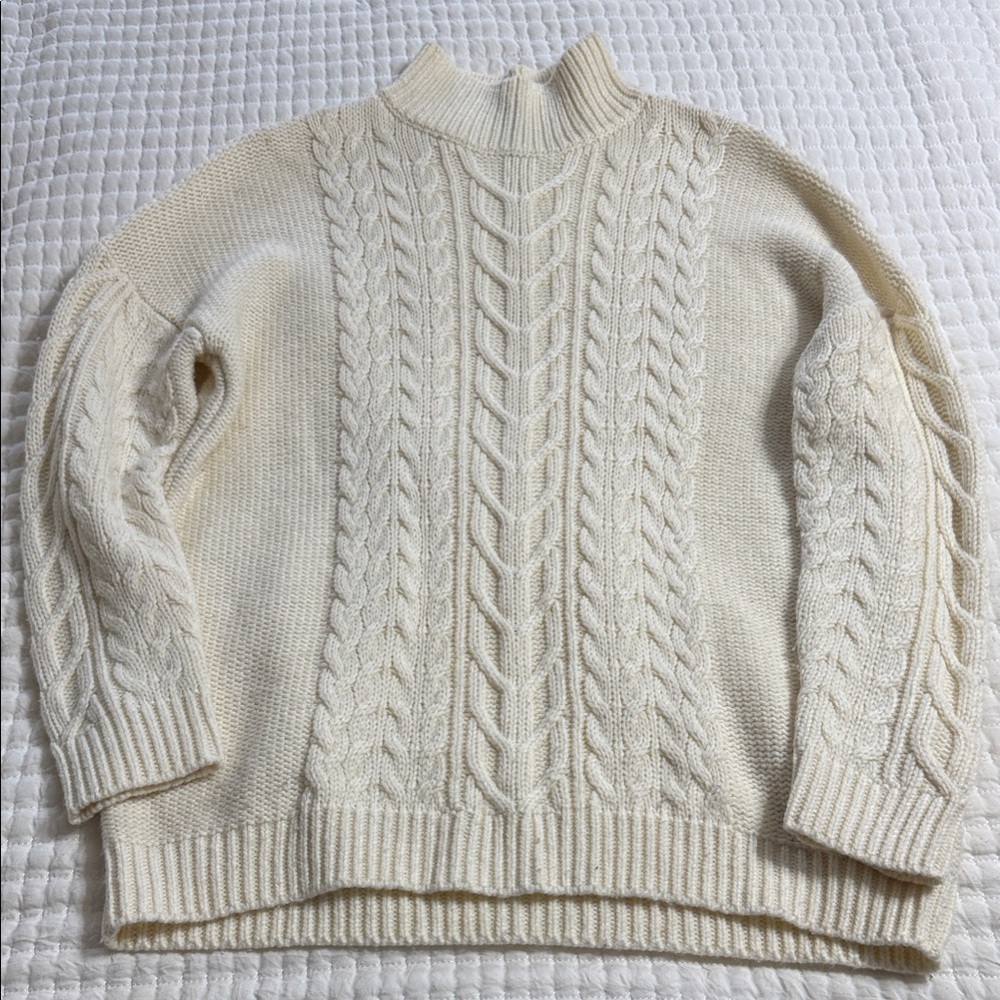 H&M Cream Cable Knit Turtleneck Sweater